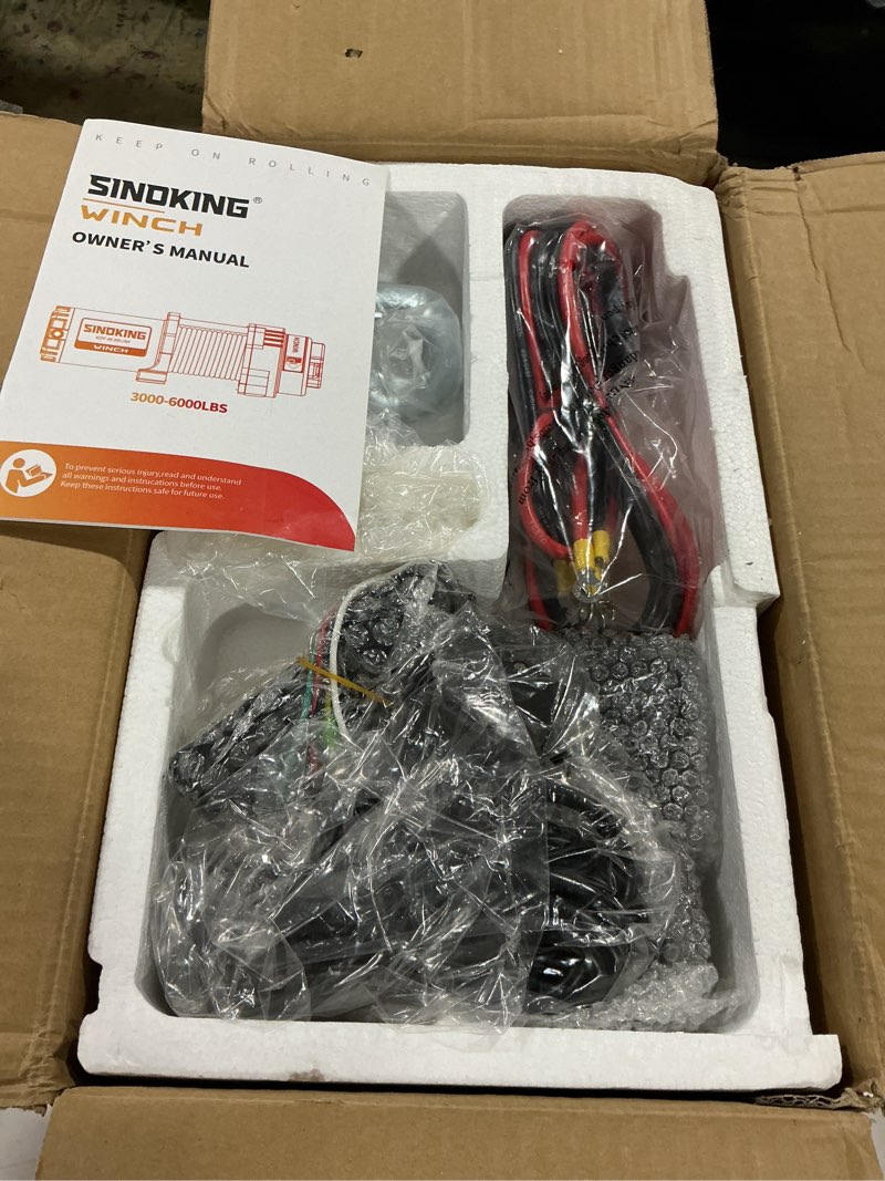 Condition photo showing New/Like New for sinoking 12vdc 3000lb utv atv winch with 3/16?*39?(feet) steel cable 12v electric winch kit with wireless remote control