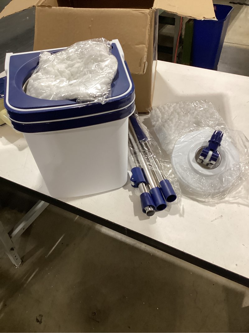 Condition photo showing Good Condition for spin mop and bucket set with 3 washable pads | 3 pack microfiber spin mop refills, spin mop bucket system for all floor types cleaning gray