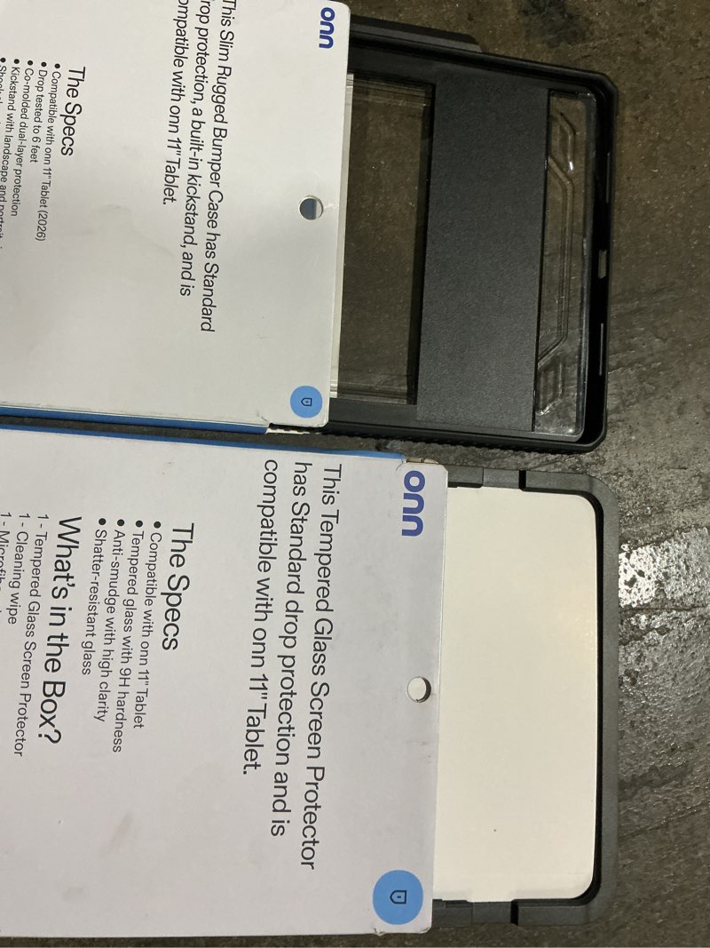 Condition photo showing Good Condition for (case + screen protector set)onn slim rugged tablet case with kickstand for onn 11  tablet (2026 model) - black/clear