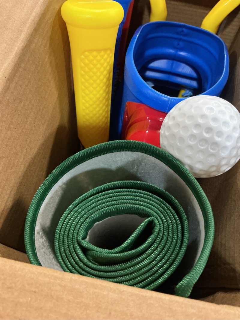 Condition photo showing Good Condition for liberry toddler golf set with putting mat for 2 3 4 years old boys girls, upgraded kids golf cart with unique shoulder strap design, indoor and outdoor golf toys gifts blue with mat