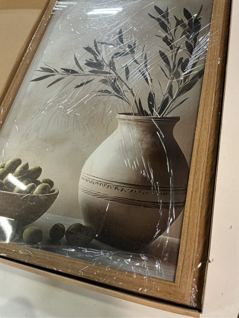 Condition photo showing New/Like New for 3pcs wooden framed tree botanical canvas wall art mediterranean olive branch painting prints poster, rustic farmhouse neutral picture decor for living room bedroom kitchen dining room 16x24in olive branch painting 16x24 inches
