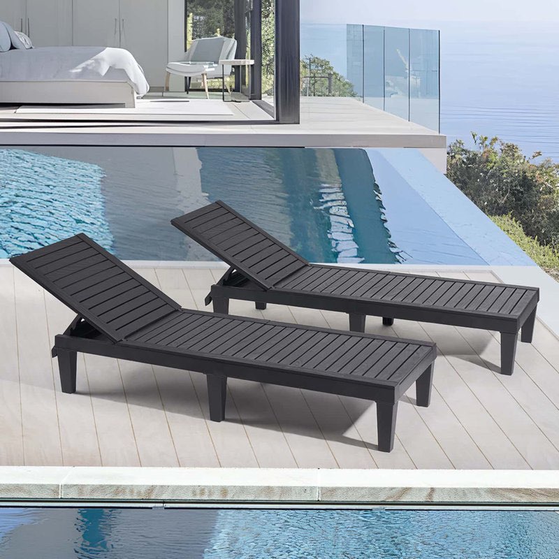 Nestl Waterproof, Lightweight, and Adjustable Outdoor Polyresin Chaise Lounge Chair Set