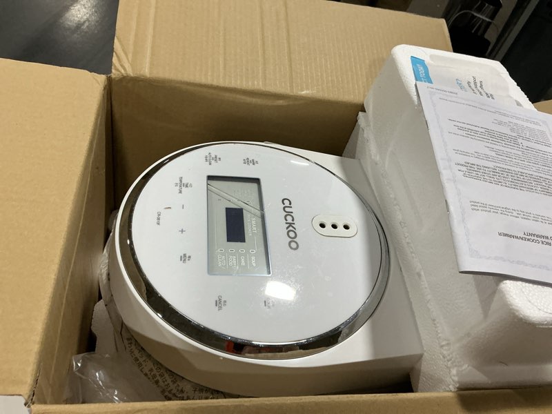 Condition photo showing As Is for CUCKOO Micom Rice Cooker 8-Cup Uncooked / 16-Cup Cooked with Nonstick Inner Pot, Large Rice Maker with 9 Menu Options, Fuzzy Logic Technology, Auto Clean Mode, LCD Display, White (CR-0810F) 8 Cup