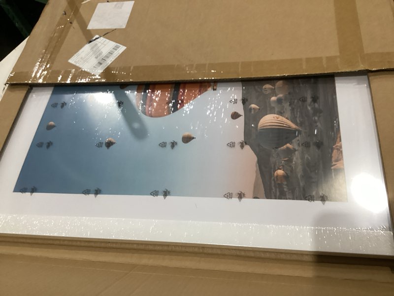 Condition photo showing As Is for jcjmy 24x30 picture frame with 20x24 mat, display photo 20x24 with mat or 24 x 30 without mat, wall hanging large 24 by 30 poster frame with plexiglass, white white 24x30 inch