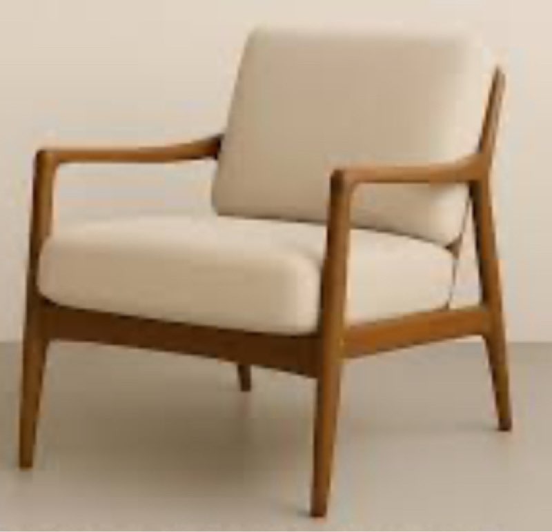 Beige wooden accent chair 