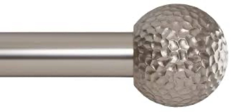 Ivilon Window Curtain Rod - Hammered Ball Design, 1-Inch Diameter, Adjustable Window Curtain Rod Len 28”-48” satin nickeln