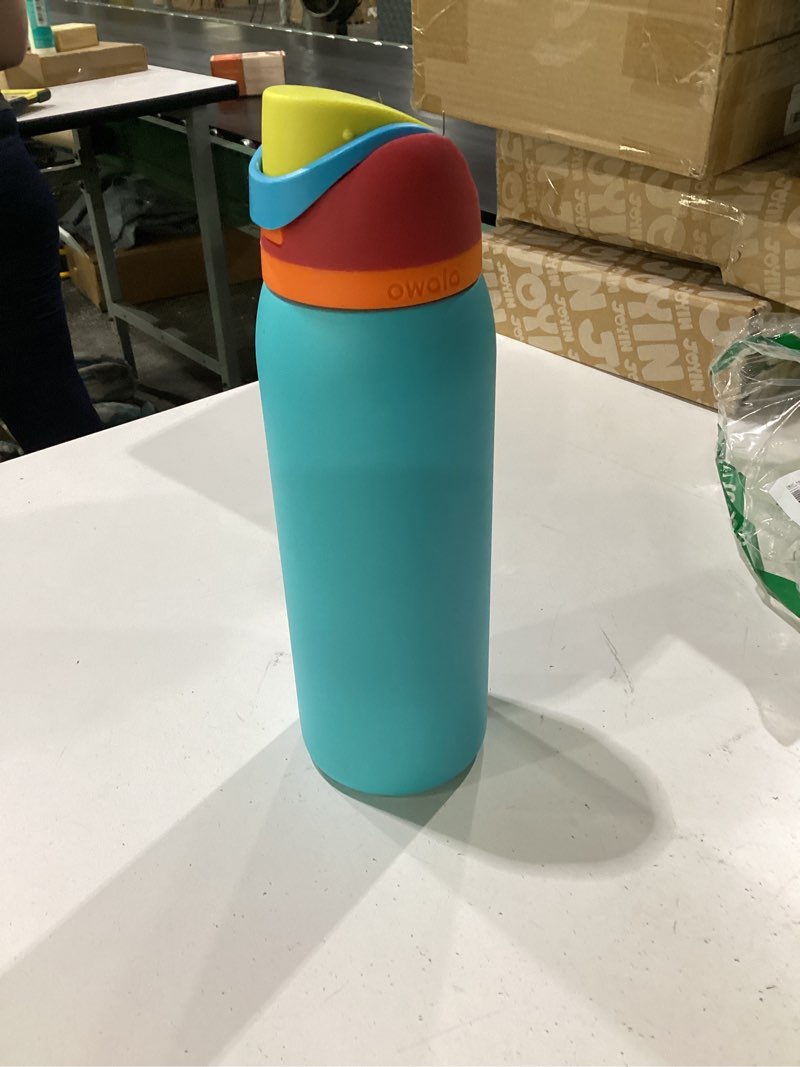 Condition photo showing As Is for owala freesip insulated stainless steel water bottle with straw, bpa-free sports water bottle, great for travel, 40 oz, summer sweetness summer sweetness 40 ounces