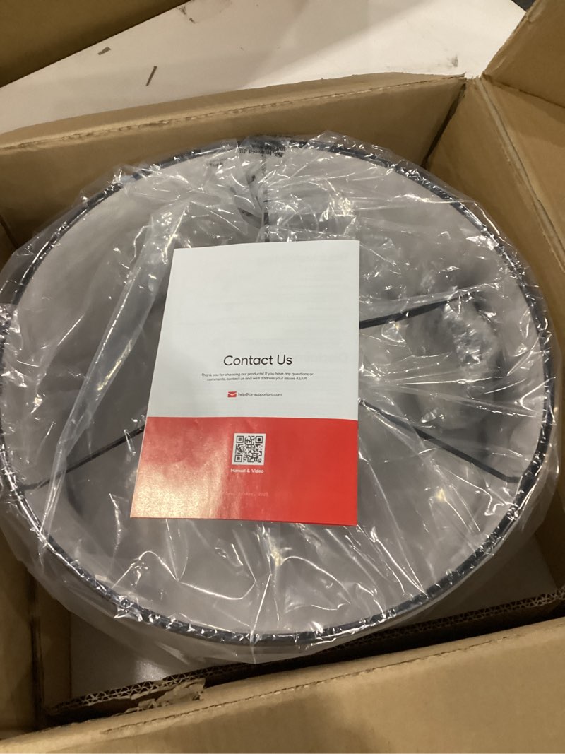 Condition photo showing New/Like New for VONLUCE Semi-Flush Mount Ceiling Light, 15" Modern 3-Light Ceiling Light Fixture with White Drum Shade 3 E26 Sockets for Bedroom Entryway Living Room, Black Finish, ETL Certificated Black 15"