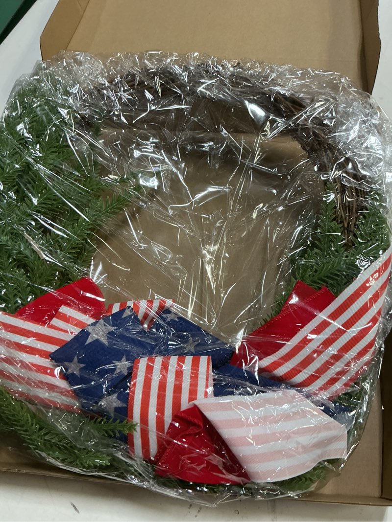 Condition photo showing New/Like New for daifunli patriotic wreath for front door 12 inch red white blue wreaths memorial day 250th anniversary 4th of july american flag decorations for independence day wall window home porch holiday decor