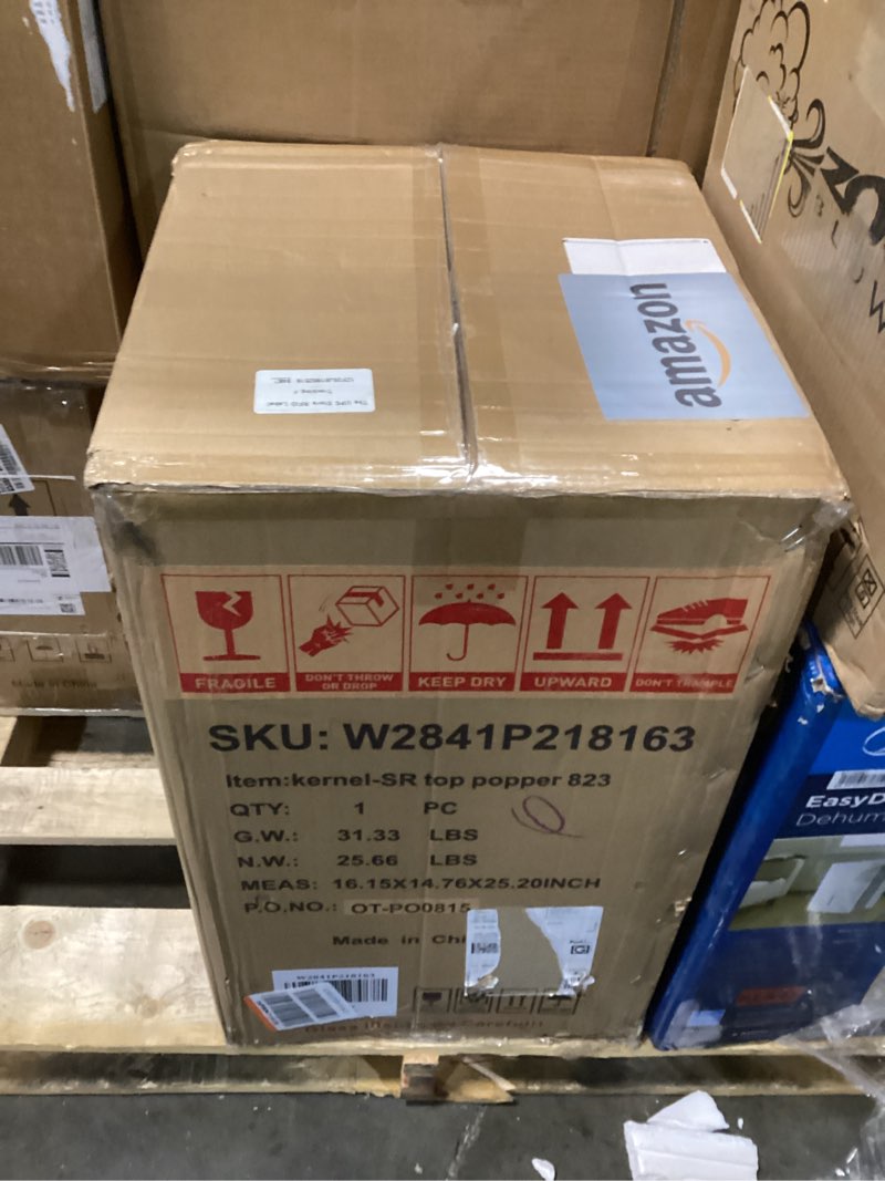 Condition photo showing As Is for VEVOR Popcorn Maker, 850W Popcorn Popper Machine, 8 Oz Kettle Makes 48 Cups per Batch, Countertop Popcorn Maker with Tempered Glass, Includes 4 Scoops, Movie Theater Style, Black 390x345x610 mm / 15.4x13.6x24 inch Red