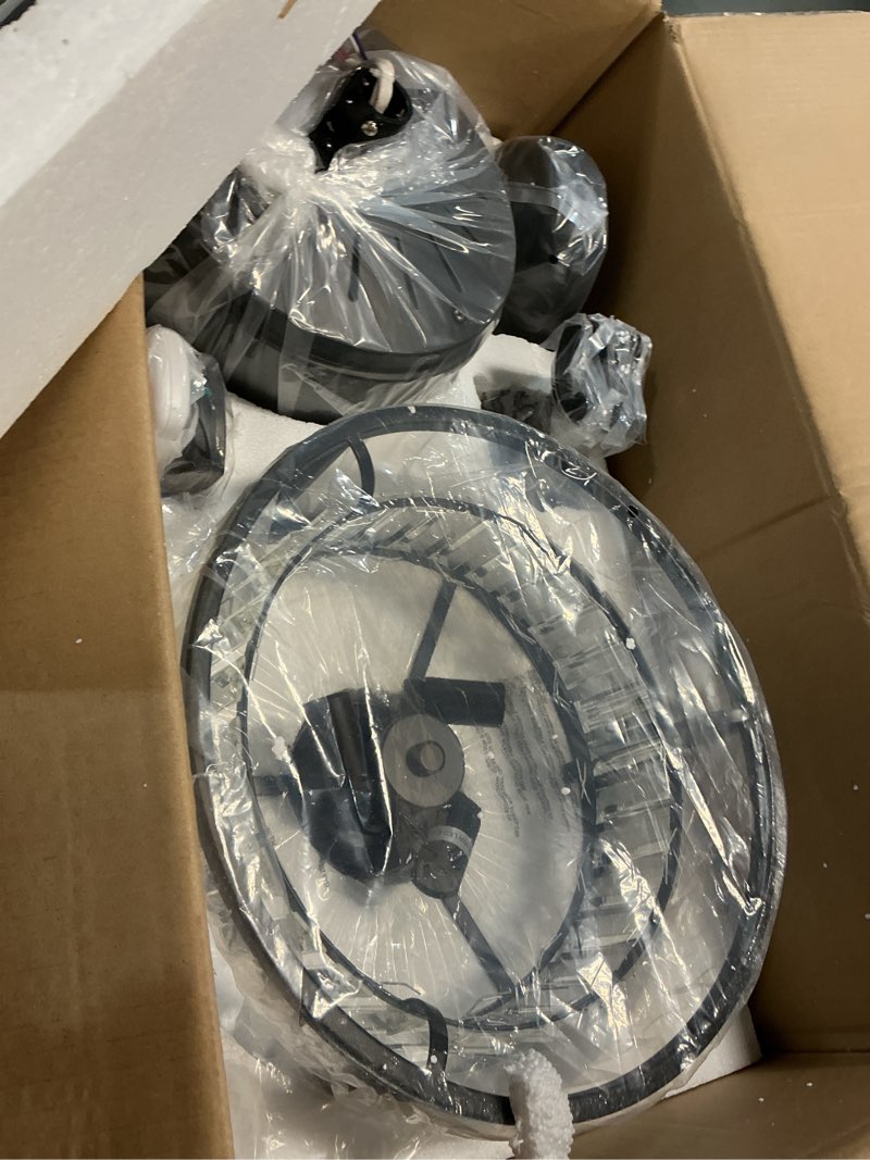 Condition photo showing Good Condition for dawn whisper 52 inch chandelier ceiling fans with lights and remote quiet and reversible dc motor black caged modern ceiling fan for bedroom living room