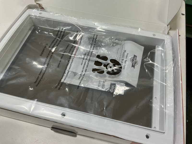 Condition photo showing Good Condition for Pet Door, Interior and Exterior Large Dog Doors, PC Frame and Telescoping Tunnel Doggy and Cat Doors, Doggie Door with Double Magnetic Flaps and Sliding Lock Panels (Pets Up to 100 Lb) L