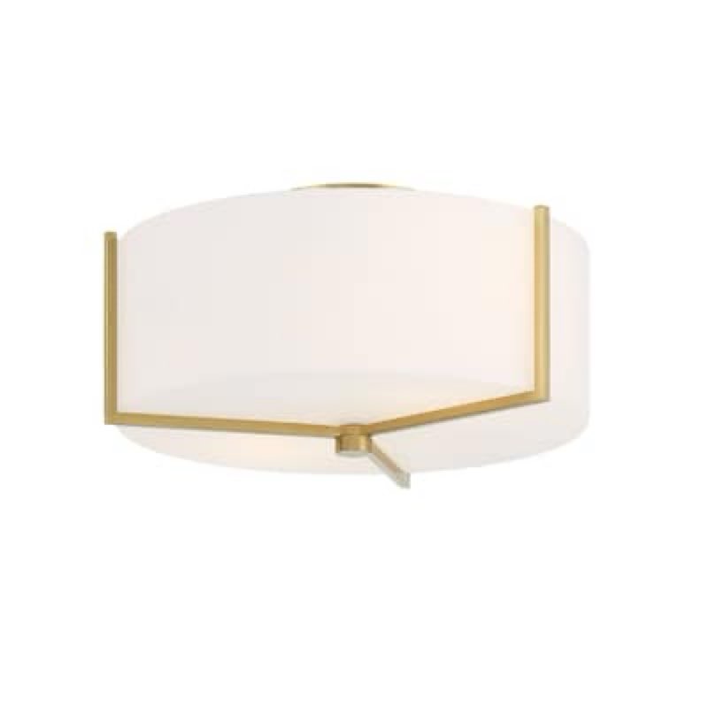 allen + roth fowler 13.25-in brushed gold indoor 2 -light semi-flush mount light