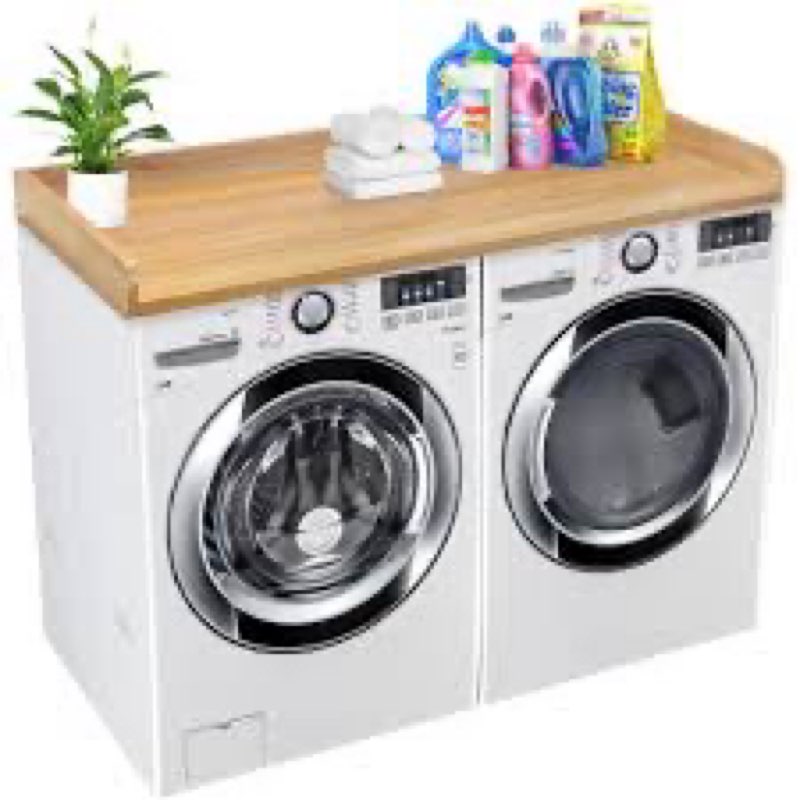 texinpress Laundry Washer Dryer Countertop: 54"X27.5" Wood Washing Machine Topper, Wooden Laundry Ta