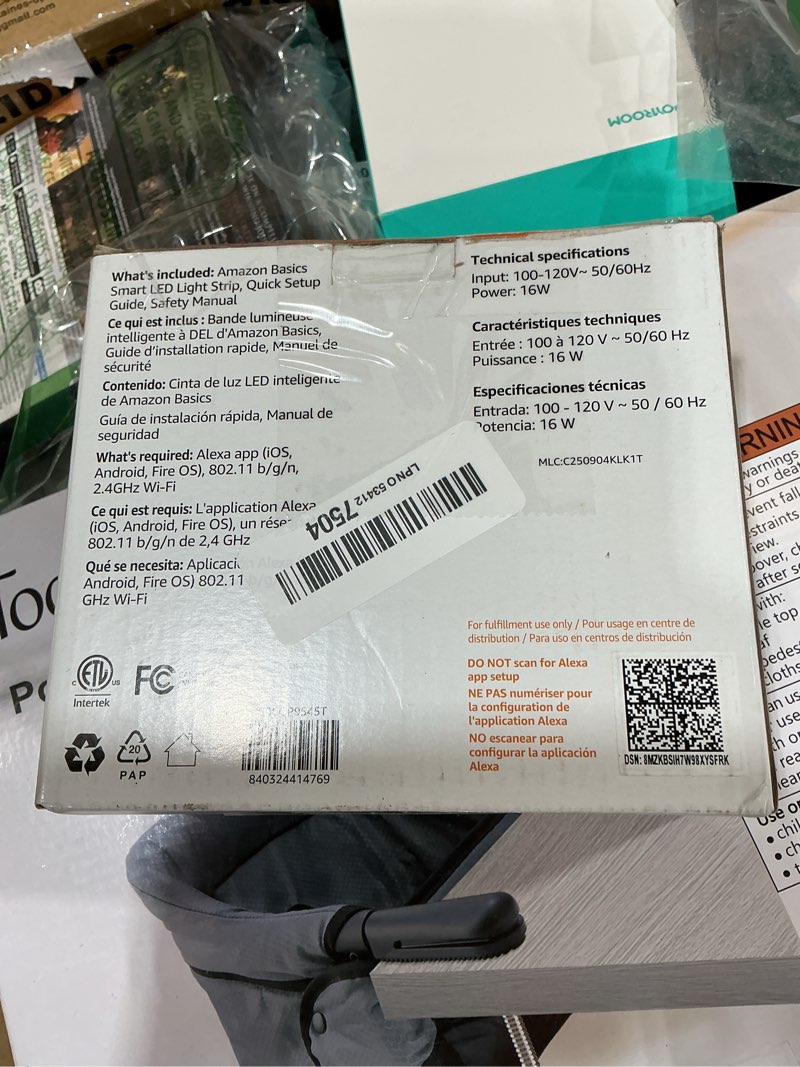 Condition photo showing New/Like New for amazon basics smart led light strip, 16.4 feet, rgb + tunable white, works with alexa only, 2.4 ghz wi-fi, no hub required