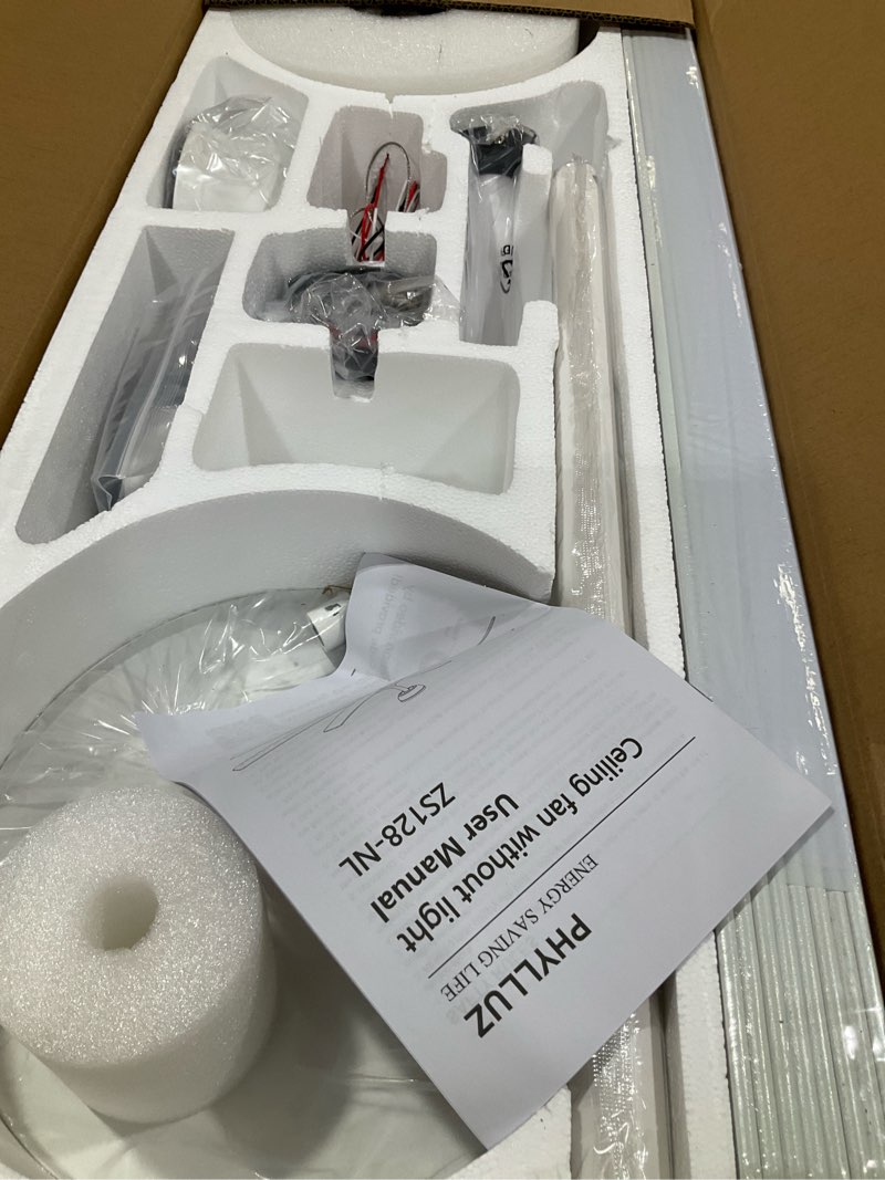 Condition photo showing Good Condition for 72 inch large ceiling fans without lights, 8 blades white ceiling fan remote/app control, reversible big ceiling fan for shop garage living rooms white 72'' no light