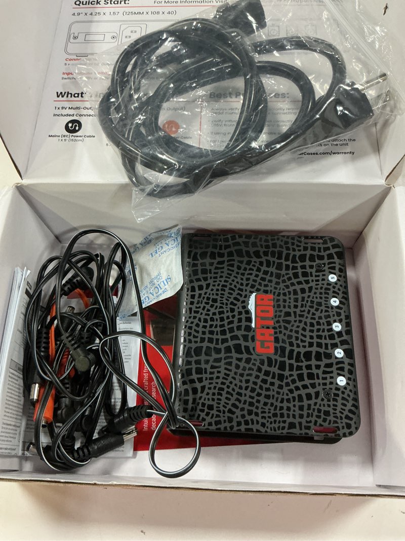 Condition photo showing As Is for gator cases guitar effects pedal power with 5 isolated outputs: 5 x 9v dc @ 120ma | maximum output current: 600ma (gtr-pwr-5) (5) isolated outputs