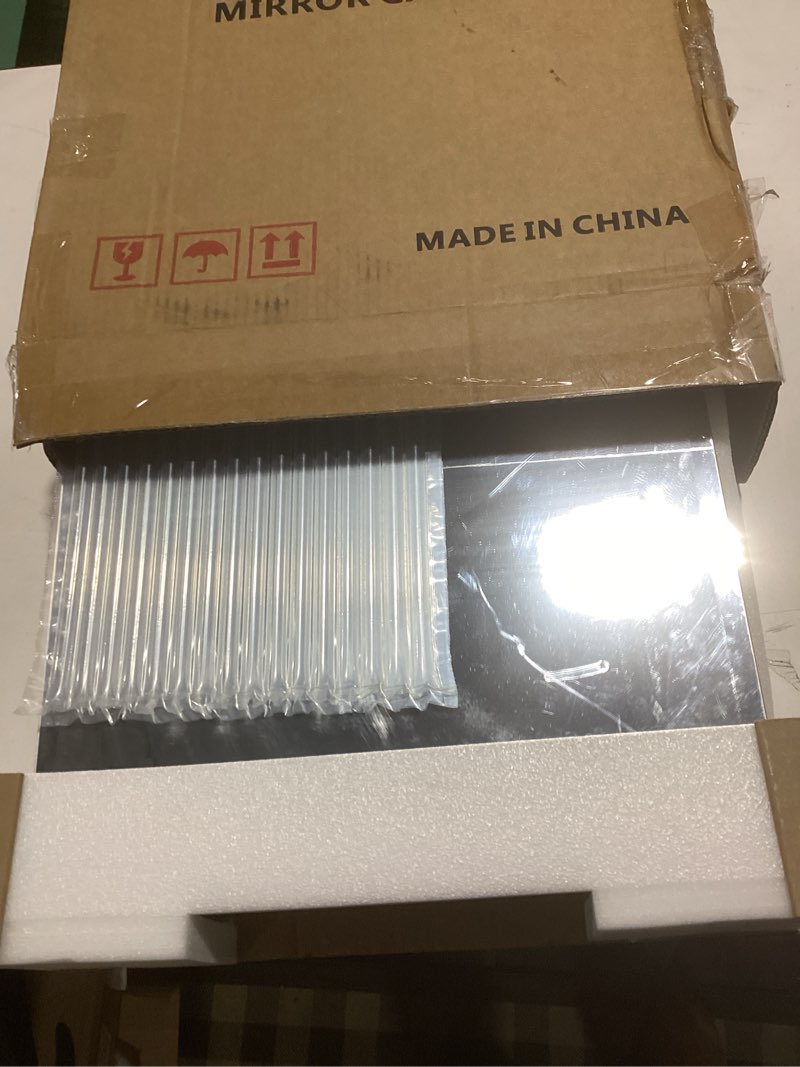 Condition photo showing Good Condition for Plastic Medicine Mirror Cabinet for Bathroom 16 x 20 inch, Surface and Recessed Mount White 16x20 inch Beveled Edge Mirror