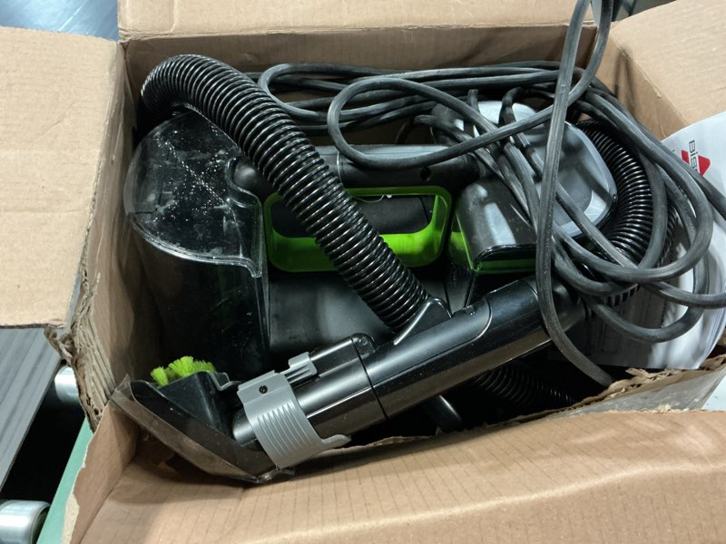 Condition photo showing As Is for bissell® little green® max pet portable carpet and upholstery deep cleaner, car/auto detailer, with self-cleaning tough stain tool and pet hair removal tool (3860) little green max pet