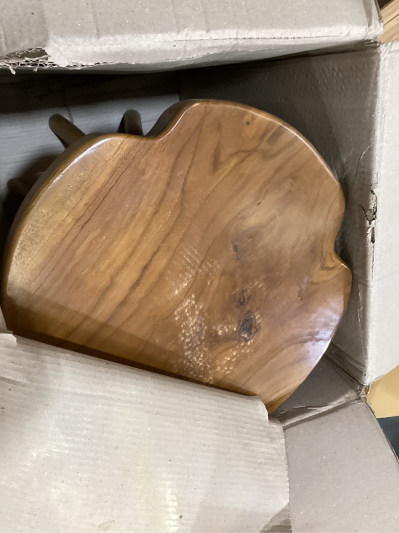 Condition photo showing Good Condition for welland solid teak live edge end table,18" l x 18" w x 20" h uniquie side table, small accent table, plant stand for living room, bedroom, home office