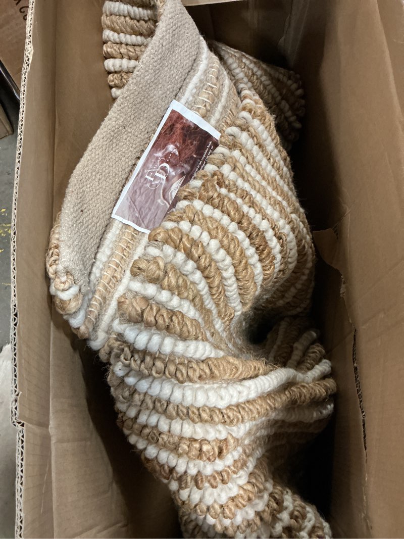 Condition photo showing Good Condition for FRELISH DECOR Wool and Jute Premium Handwoven Chunky Stripes Rug - Contemporary Area Rug for Living Room Bedroom (5' x 8' - Natural Ivory) 5' x 8' (Rectangular) Natural Jute Wool