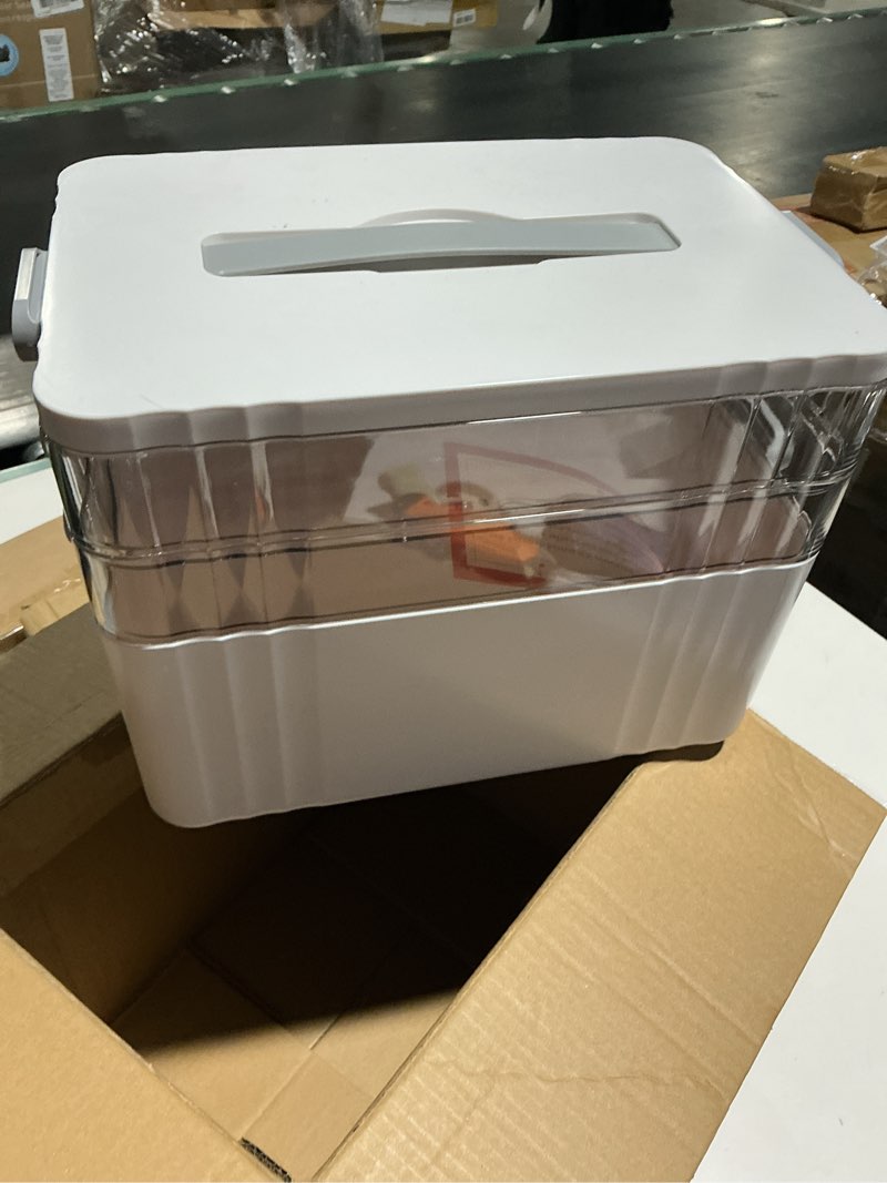 Condition photo showing Good Condition for arstpeoe 3-tier medicine organizer - portable medicine cabinet with plastic handle, multipurpose medical box, pill organizer, empty first aid kit for home extra large 3 tier