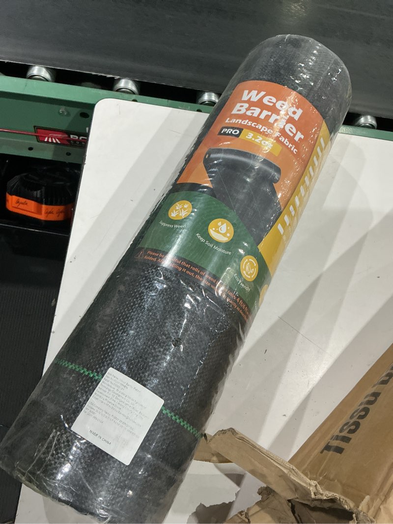 Condition photo showing Good Condition for hongway 4ft x 300ft weed barrier fabric, heavy duty landscape fabric | weed control garden cloth with 120 staples, woven weed blocker fabric ground cover mat for garden bed, underlayment