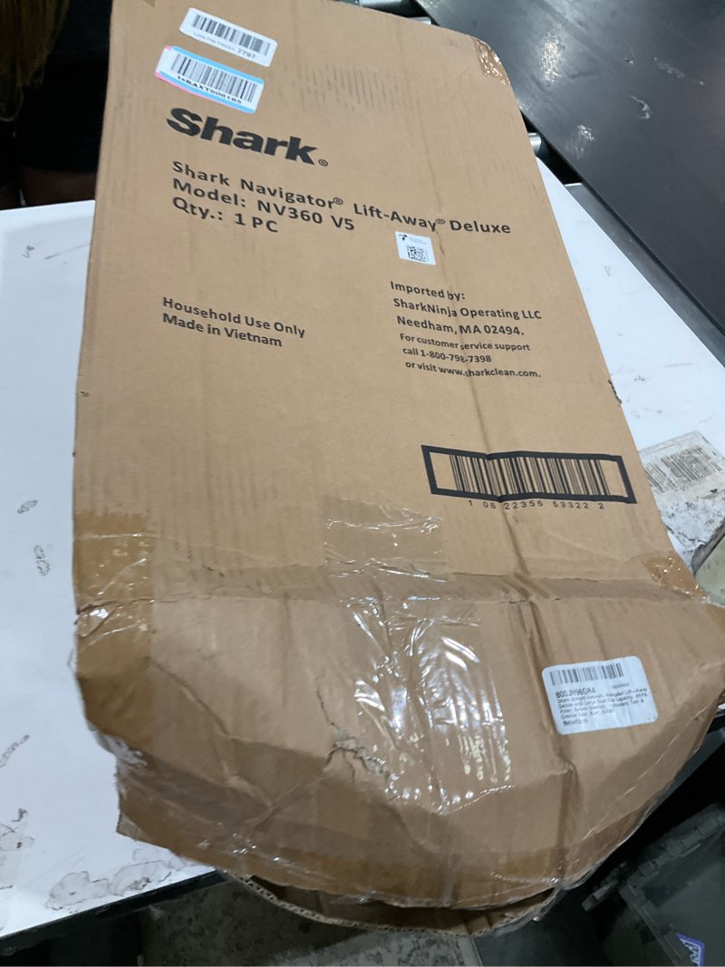 Condition photo showing As Is for shark upright vacuum, navigator lift-away deluxe with large dust cup capacity, hepa filter, swivel steering, upholstery tool & crevice tool, blue, nv360 navigator (navy)