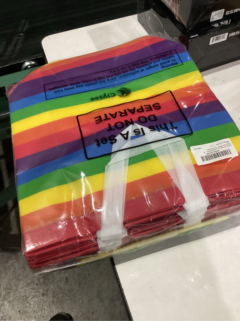 Condition photo showing New/Like New for Clysee 30 Pack Gay Pride Gift Bags Large Rainbow Party Bags Bulk Reusable LGBT Party Totes with Handle Non Woven Treat Goodies for LGBT Awareness Month Birthday Supplies(12 Inch)