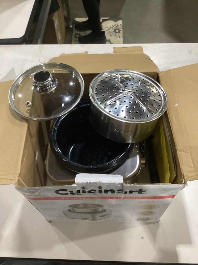 Condition photo showing As Is for not tested**** cuisinart crc-400p1 4 cup rice cooker, stainless steel exterior 4-cup rice cooker