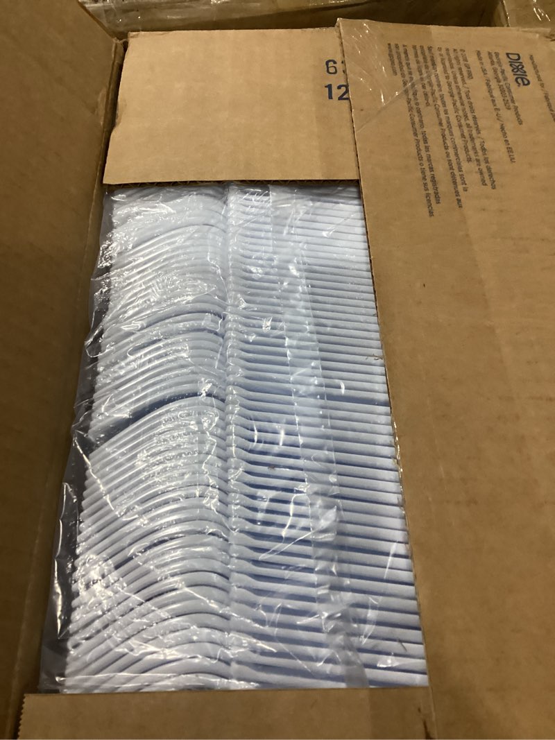 Condition photo showing New/Like New for plastic cutlery, heavyweight fork, white, 1,000/carton