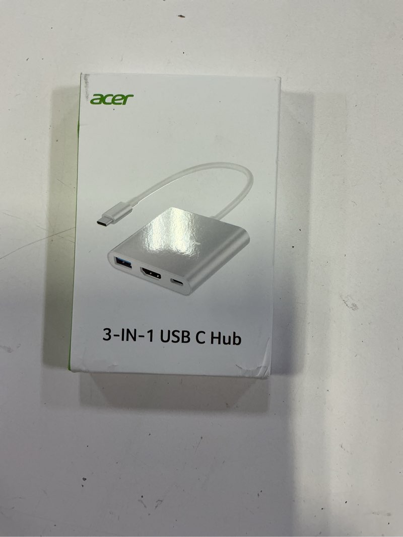 Condition photo showing New/Like New for Acer USB C to HDMI Adapter, 4K USB C Hub with 100W PD, USBA 3.0 Port, HDMI to USBC Multiport Digital AV Converter for MacBook Pro/Air, iPad, Tablets, TV, Monitor and More (Silver)