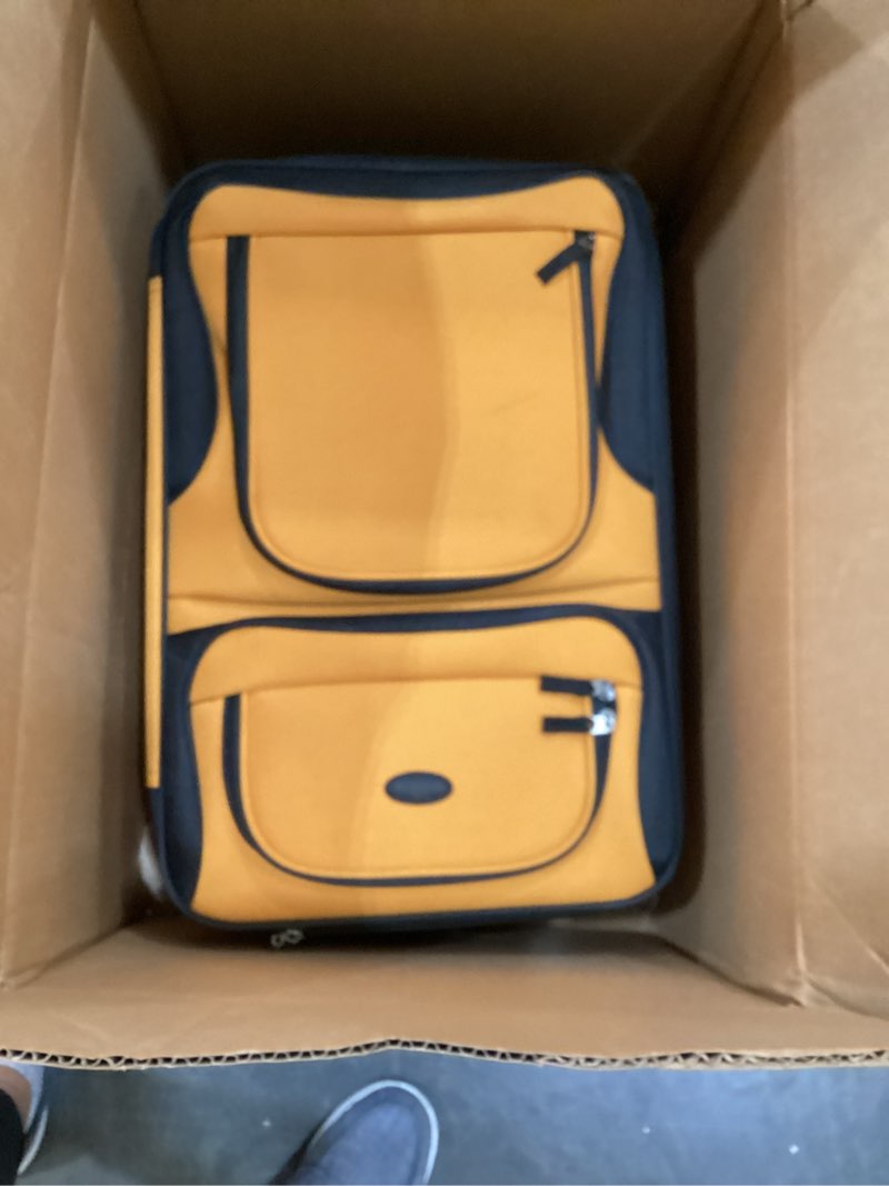 Condition photo showing Good Condition for u.s. traveler rio lightweight softside rolling carry-on suitcase, 2-wheel single, orange orange 21"