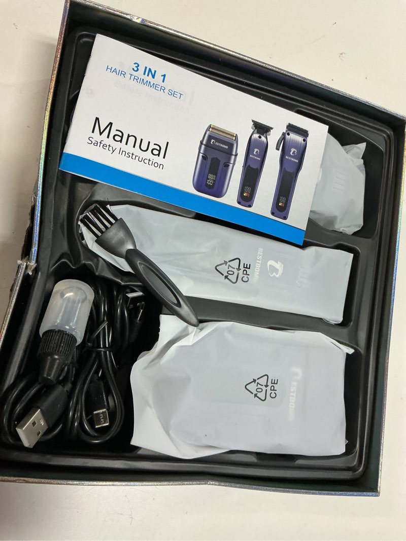 Condition photo showing New/Like New for bestbomg® hair clippers for men, professional hair clippers, beard trimmer& rechargeable shaver set, metal t-blade, led display, barber hair cutting kit for men grooming & gifts, bs-808c (blue)