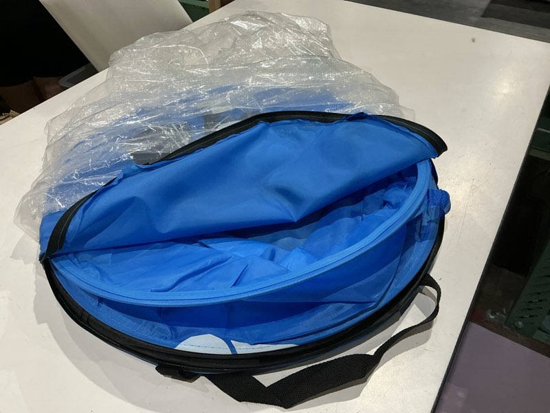Condition photo showing Good Condition for 33 gallon blue and black glass pop up trash and recycling container 2 pack bundle