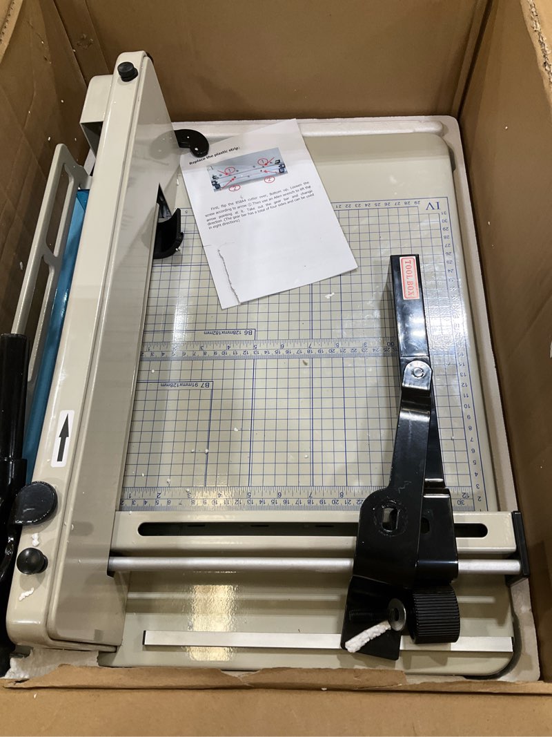 Condition photo showing New/Like New for Heavy Duty Paper Cutter, 12 inch Guillotine Paper Cutter Industrial-Grade Steel Blade with Safety Lock, Guillotinas para Cortar Papel Paper Trimmer for Office, School, Crafting Cardstock