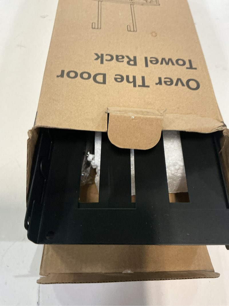 Condition photo showing Good Condition for HapiRm Towel Rack Bathroom Storage - 3 Tier Over The Door & Wall Mounted Rolled Towel Racks Holder Organizer with Metal Shelf and 6 Hooks for Small Bathroom, Camper, Rv - Black (for 1.77 in Doors) Black 3-Tier