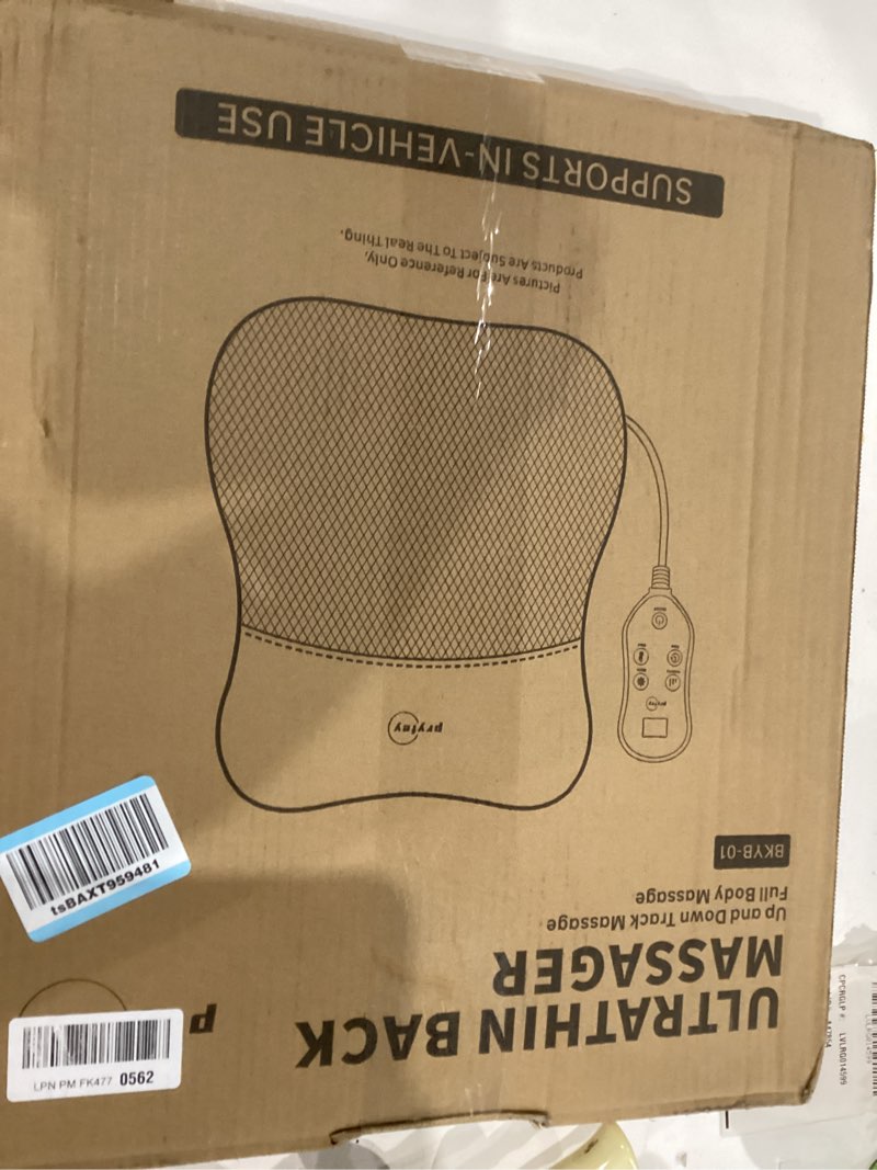 Condition photo showing As Is for Back Massager, Rolling Up and Down Back Massager with Heat, Back Massage 4D Kneading for Pain Relief Deep Tissue, Ultrathin Shoulder Massager Gift for Women Men Parents Christmas, Grey