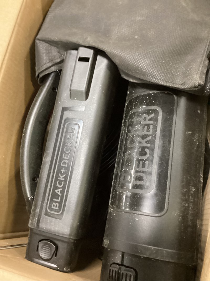 Condition photo showing As Is for black+decker electric leaf blower, leaf vacuum and leaf mulcher, 3-in-1 300 cfm 210 mph 12-amp handheld lightweight corded electric combo kit (bv3100)