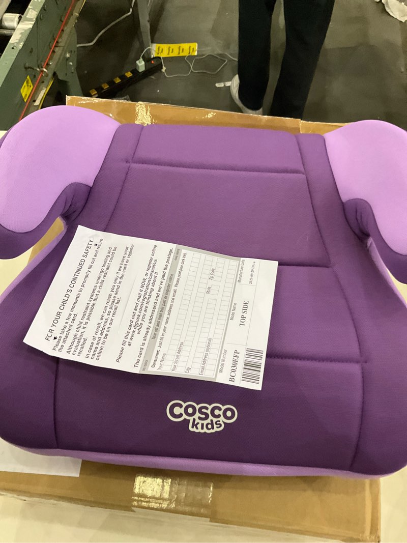 Condition photo showing Good Condition for Cosco Topside Backless Booster Car Seat, Lightweight Booster Seats for Cars 40-100 lbs, Backless Booster Seat for Car, Grape Grape 1 Pack
