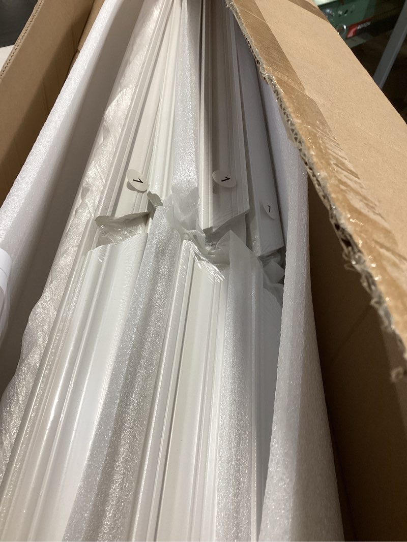 Condition photo showing Good Condition for Art3d Pre-Cut Wall Molding Set of 6 pcs, Ready-to-Assemble Wainscoting Panels for Interior Wall Décor Living Room Bedroom Accent Wall - Installed with Glue, 3 Top 3 Bottom White: Style 2