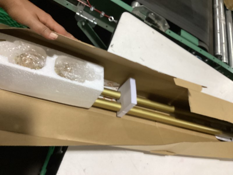 Condition photo showing As Is for 1 inch gold curtain rods for windows 72 to 144 inches (6 to 12 ft), usfook telescoping single drapery rod, decorative curtain rod with luxury translucent finials 72-144" luxury gold