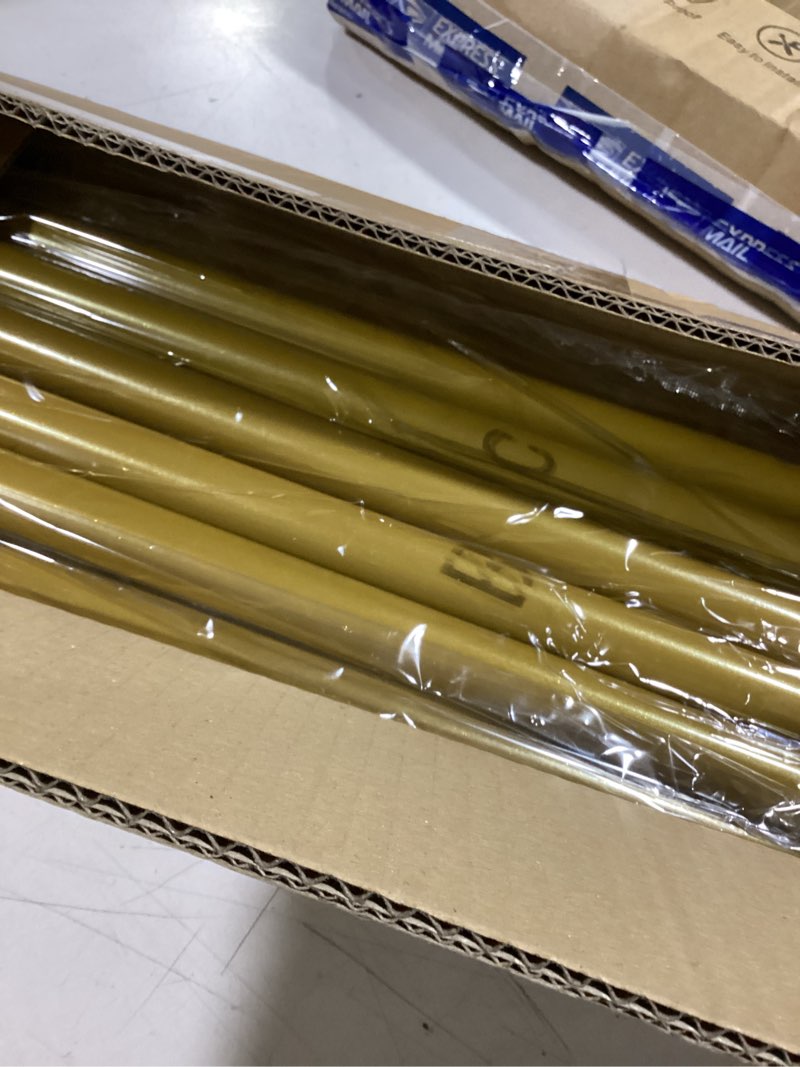 Condition photo showing Good Condition for over the table rod stand with clamps adjustable 31"-110'' length 31"-64" height gold table balloon arch stand with storage bag, metal decorating rod hanging