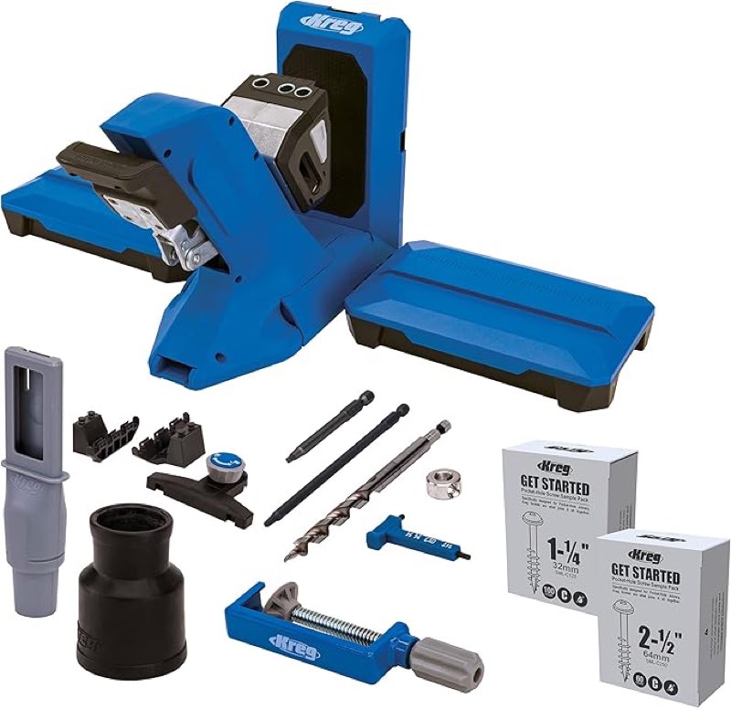 Kreg Tool KPHJ720PRO Pocket-Hole Jig 720PRO - Easy Clamping & Adjusting - Includes Durable Kreg Pocket-Hole Screws - For Materials 1/2" to 1 1/2" Thick