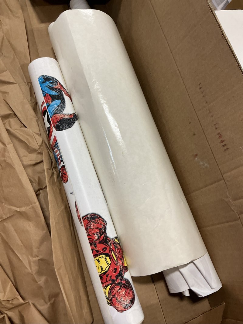 Condition photo showing As Is for Marvel Avengers Classic Red Peel and Stick Wallpaper by RoomMates, RMK11167RL Avengers Classics