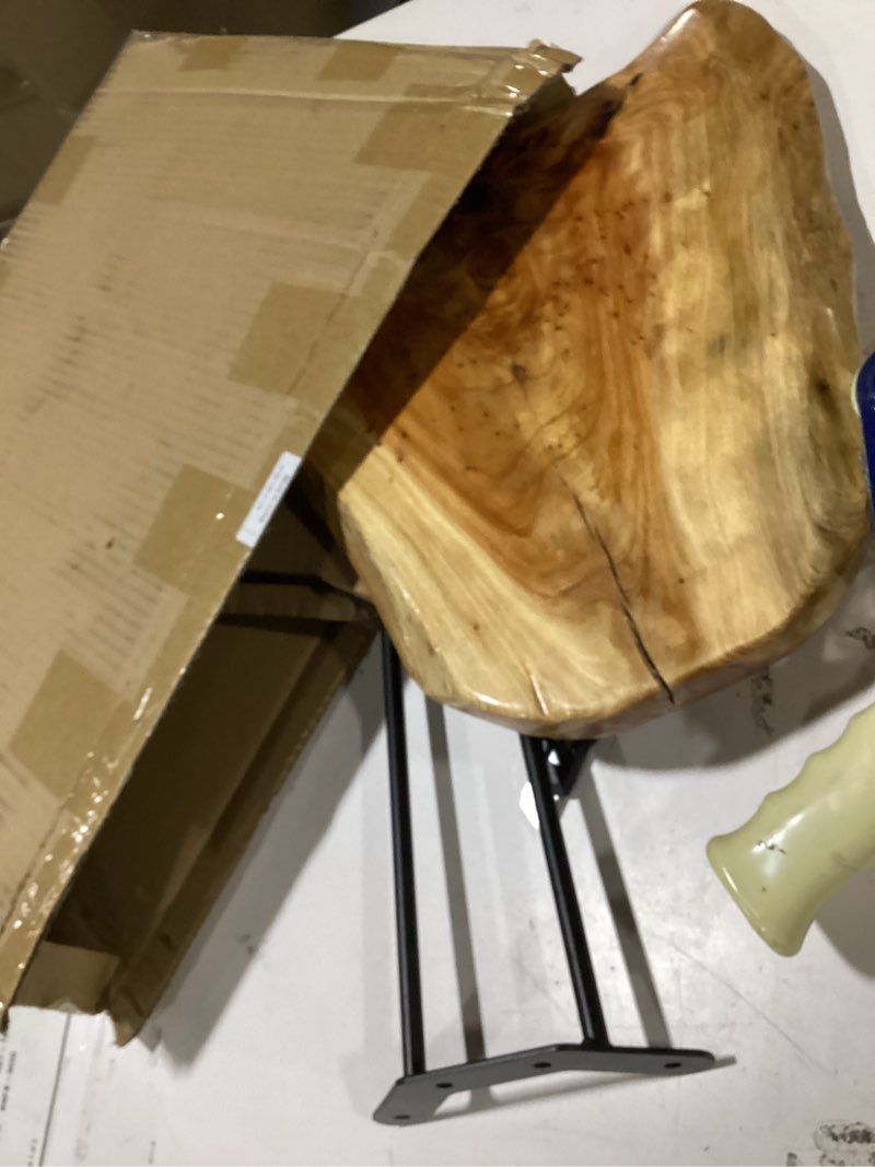 Condition photo showing Good Condition for welland live edge cedar end table, unique desktop side table,19" l x 16" w x 20.5" h nightstand, plant stand for living room, bedroom, home office, patio