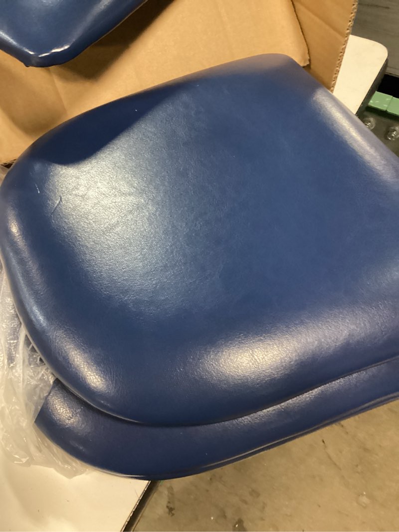 Condition photo showing New/Like New for vinyl padded replacement seat for metal frame chairs and bar stools, black pcs 4 , 16 3/4 x 16 1/2 inch, 2 1/2 inch thick (navy, vinyl, seat for metal frame seating)