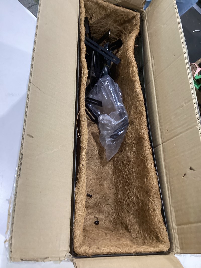 Condition photo showing As Is for halatool 24 inch window box with coco liner, 4 pack sturdy metal flower railing planter with coco coir basket liners for window deck fence porch balcony and patio outdoor indoor lawn 4 24 inch