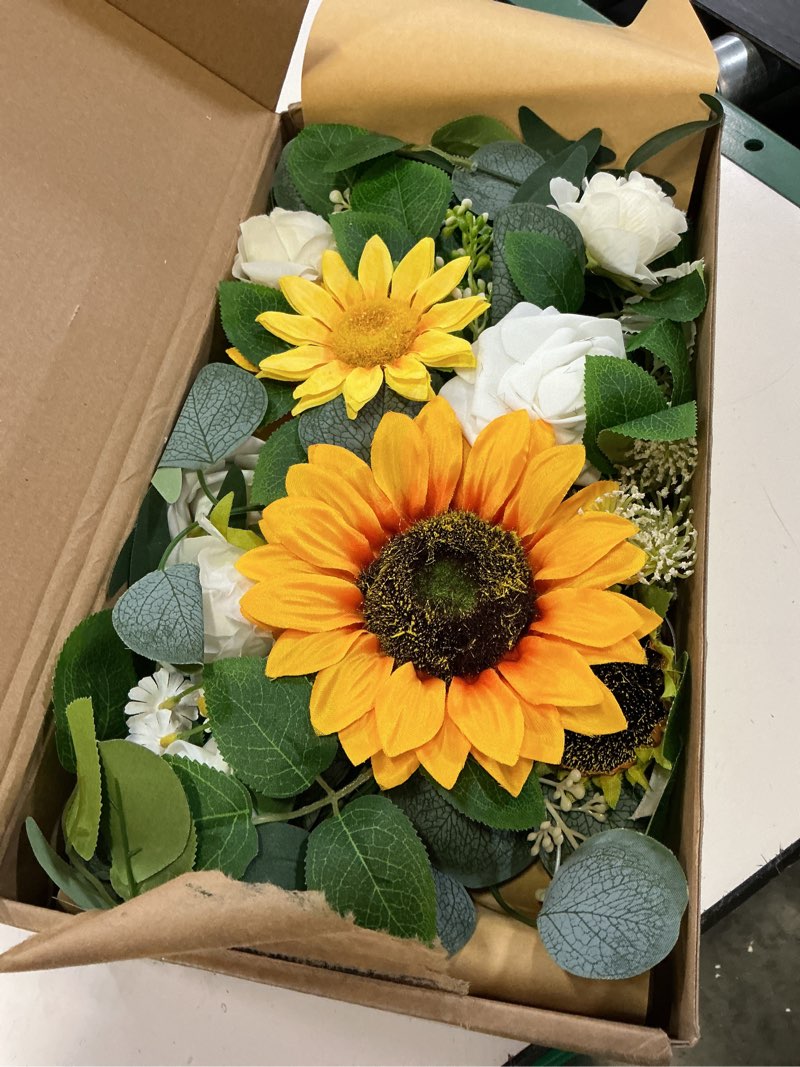 Condition photo showing Good Condition for artificial flowers decorations pack of 2,centerpieces for wedding reception backdrop decoration, floral decor wall home entryway outdoordecorations (sunflower)