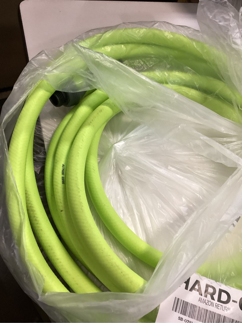 Condition photo showing As Is for Flexzilla Garden Hose with SwivelGrip, 5/8 in. x 25 ft., Lightweight All-Weather Water Hose, Durable and Flexible, Leak-Free Connections SwivelGrip 25ft Chartreuse